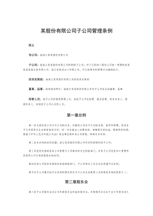 某股份有限公司子公司管理条例.docx