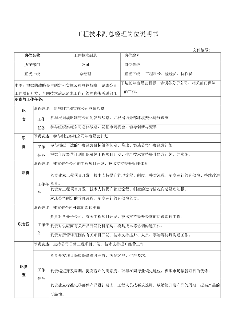 工程技术副总总理岗位说明书.docx_第1页