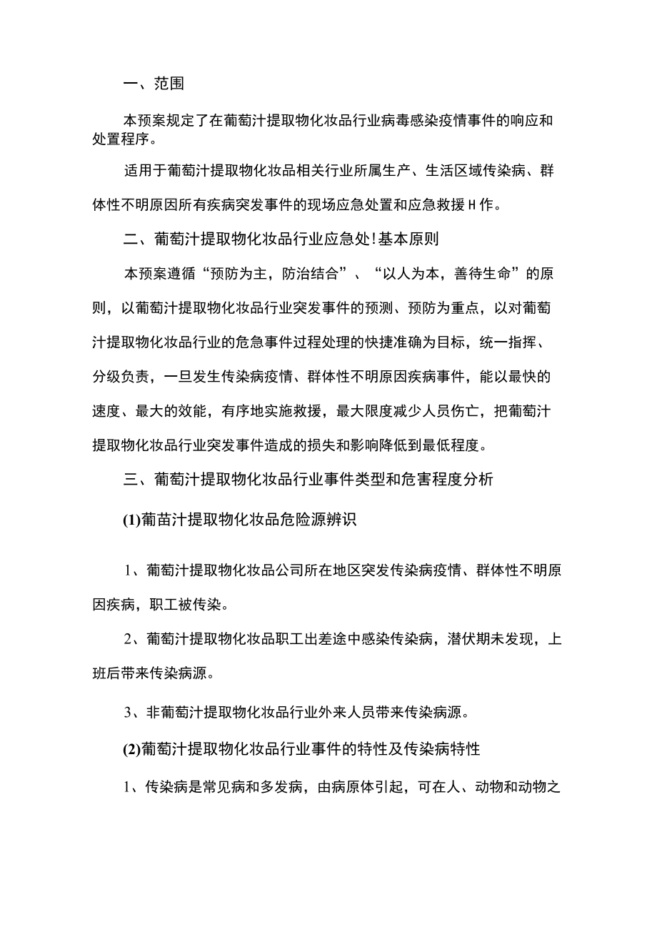 葡萄汁提取物化妆品相关行业2022-2023疫情防控应急预案.docx_第1页