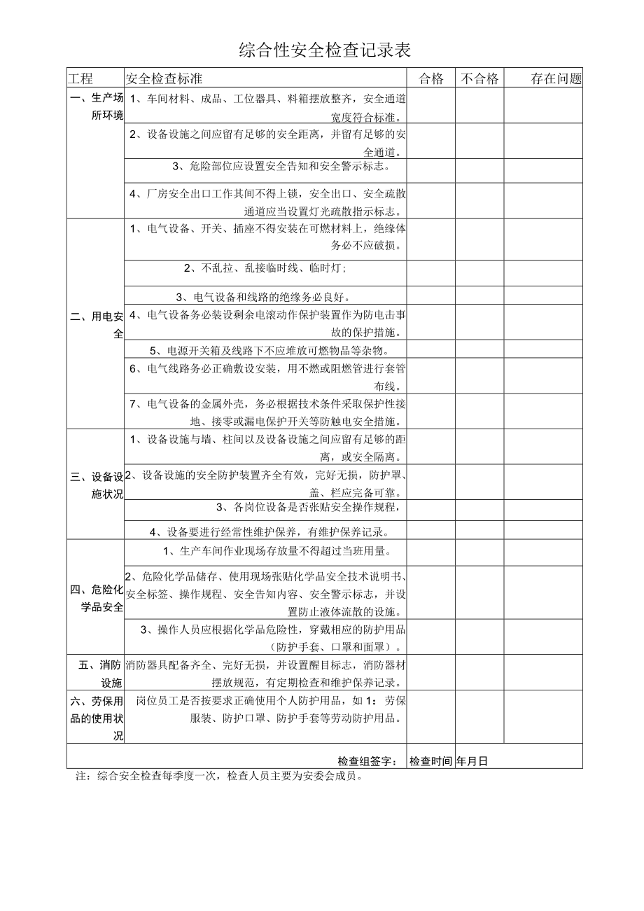 8.综合性安全检查记录表(装订成册).docx_第1页