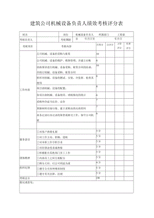 建筑公司机械设备负责人绩效考核评分表.docx