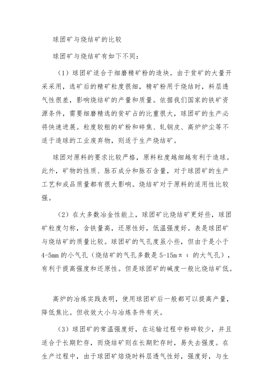 球团矿与烧结矿的比较.docx_第1页