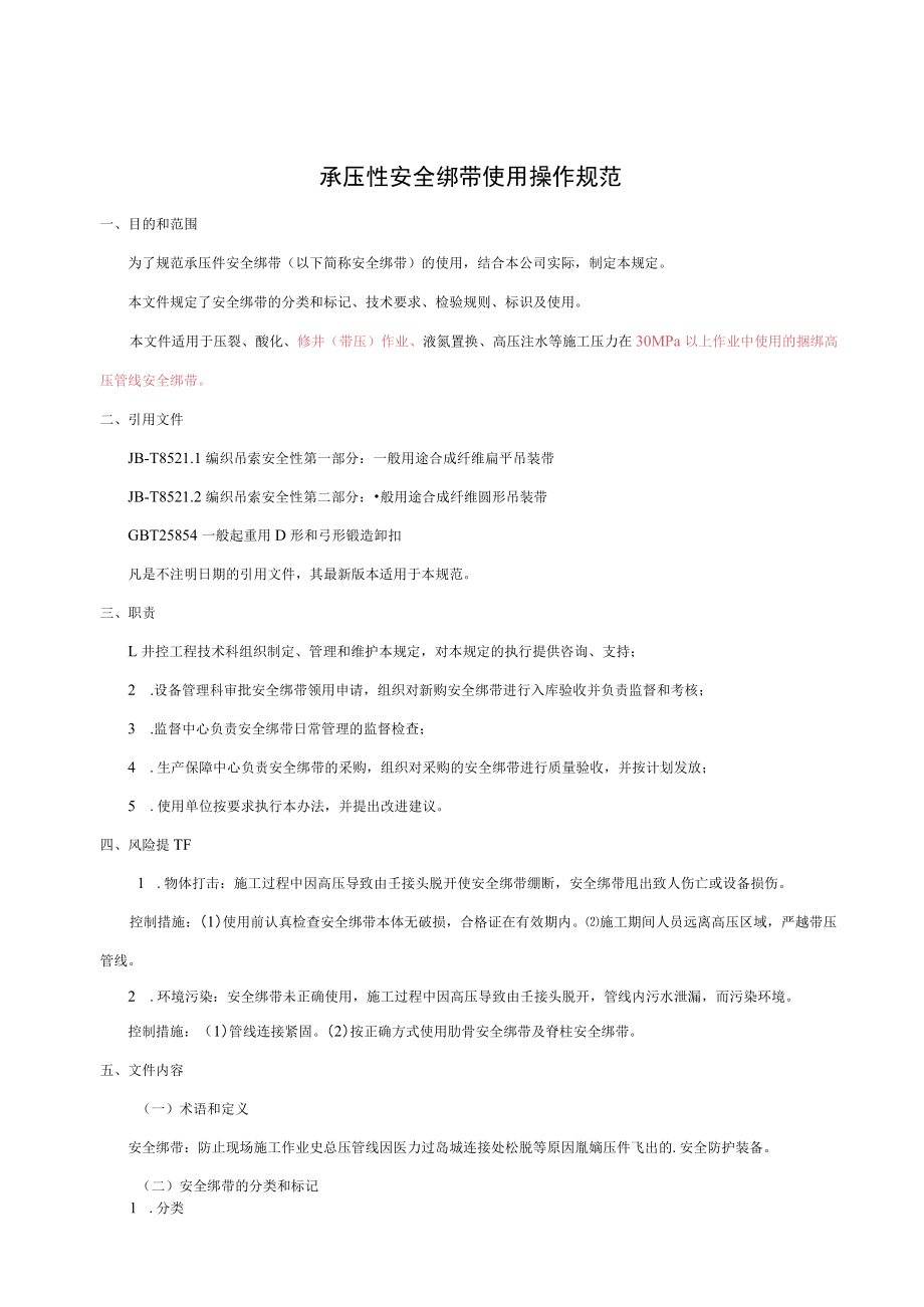 承压件安全绑带使用操作规范.docx_第1页