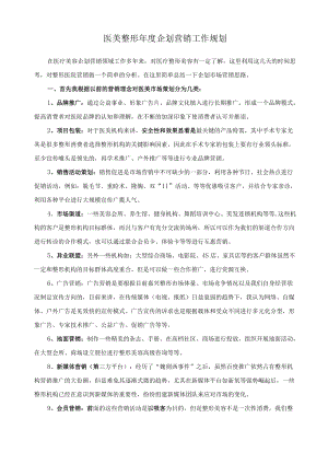 医美整形企划营销工作规划.docx