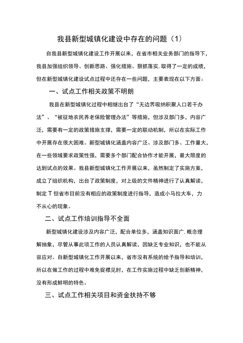 新型城镇化存在的问题.docx_第1页