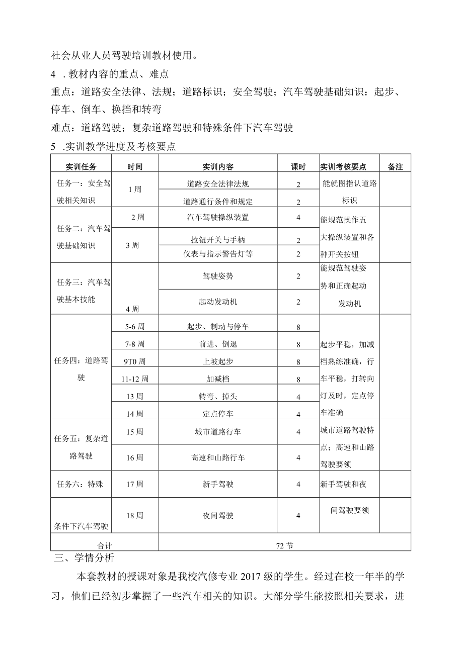 汽车安全驾驶技术授课计划表.docx_第3页