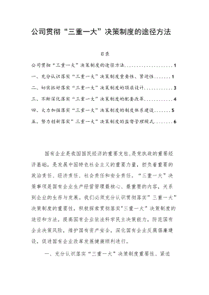 公司贯彻”三重一大”决策制度的途径方法.docx