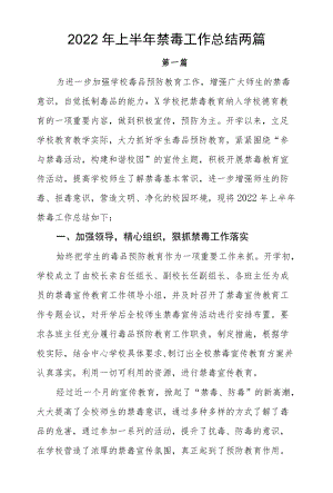 2022上半禁毒工作总结两篇.docx