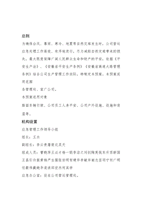 高速公路总公司自然灾害应急处置预案.docx