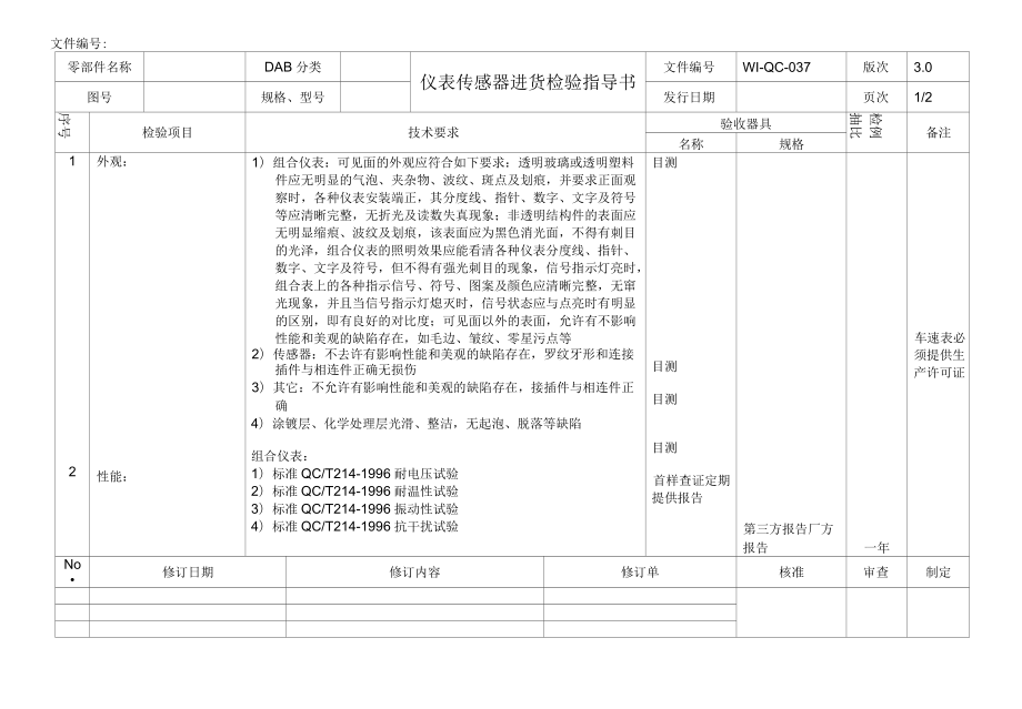 仪表传感器进货检验指导书.docx_第1页