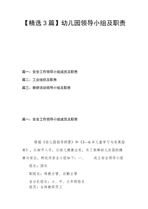 【精选3篇】幼儿园领导小组及职责.docx