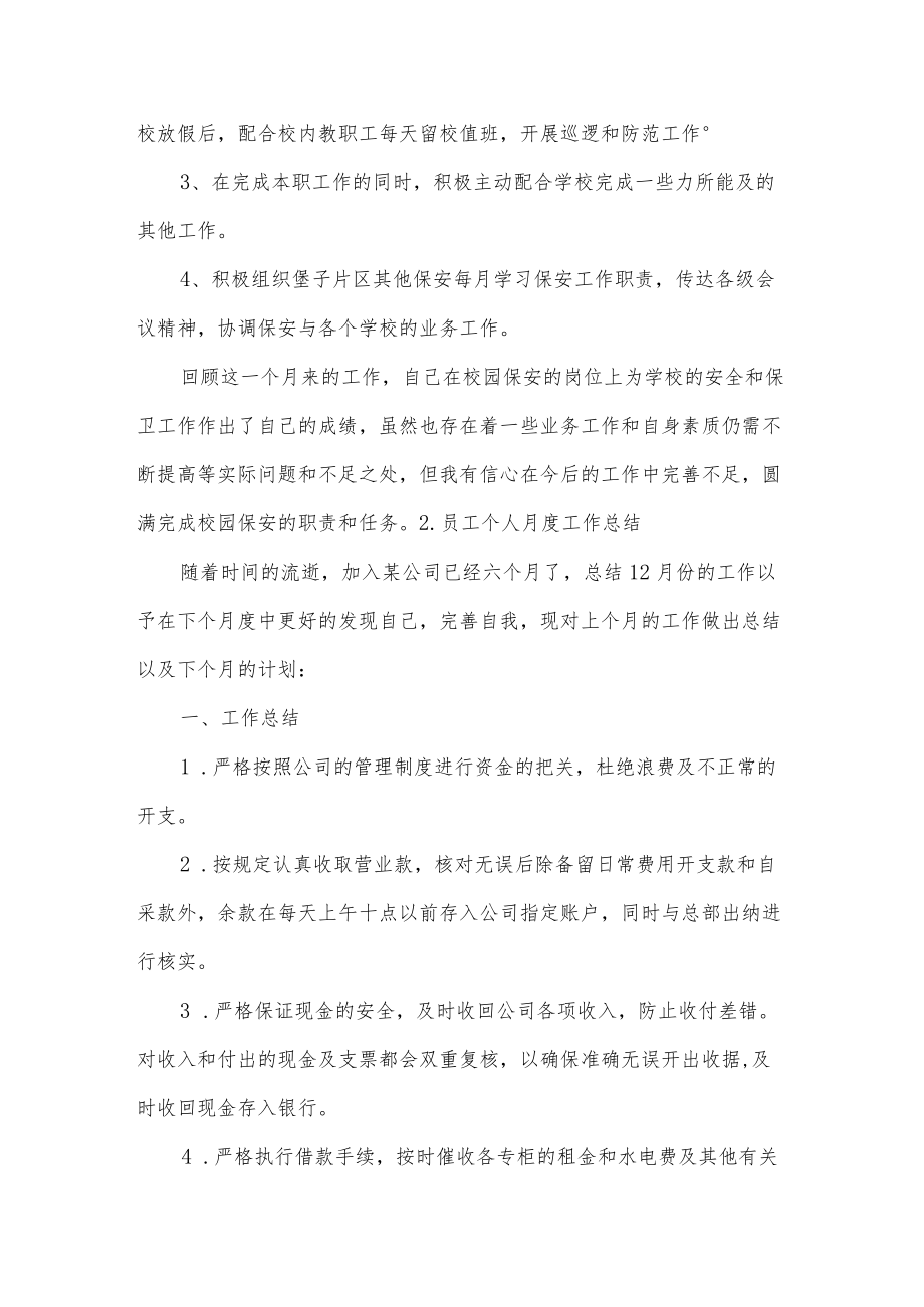 员工个人月度工作总结5篇.docx_第2页