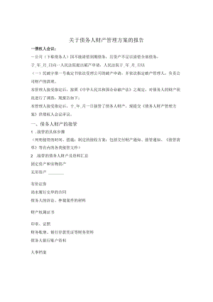 关于债务人财产管理方案的报告.docx