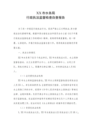 水行政执法监督检查自查报告.docx