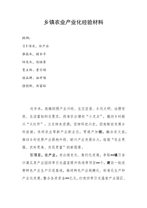 乡镇农业产业化经验材料.docx