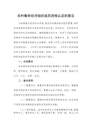 农村集体经济组织成员资格认定的意见.docx