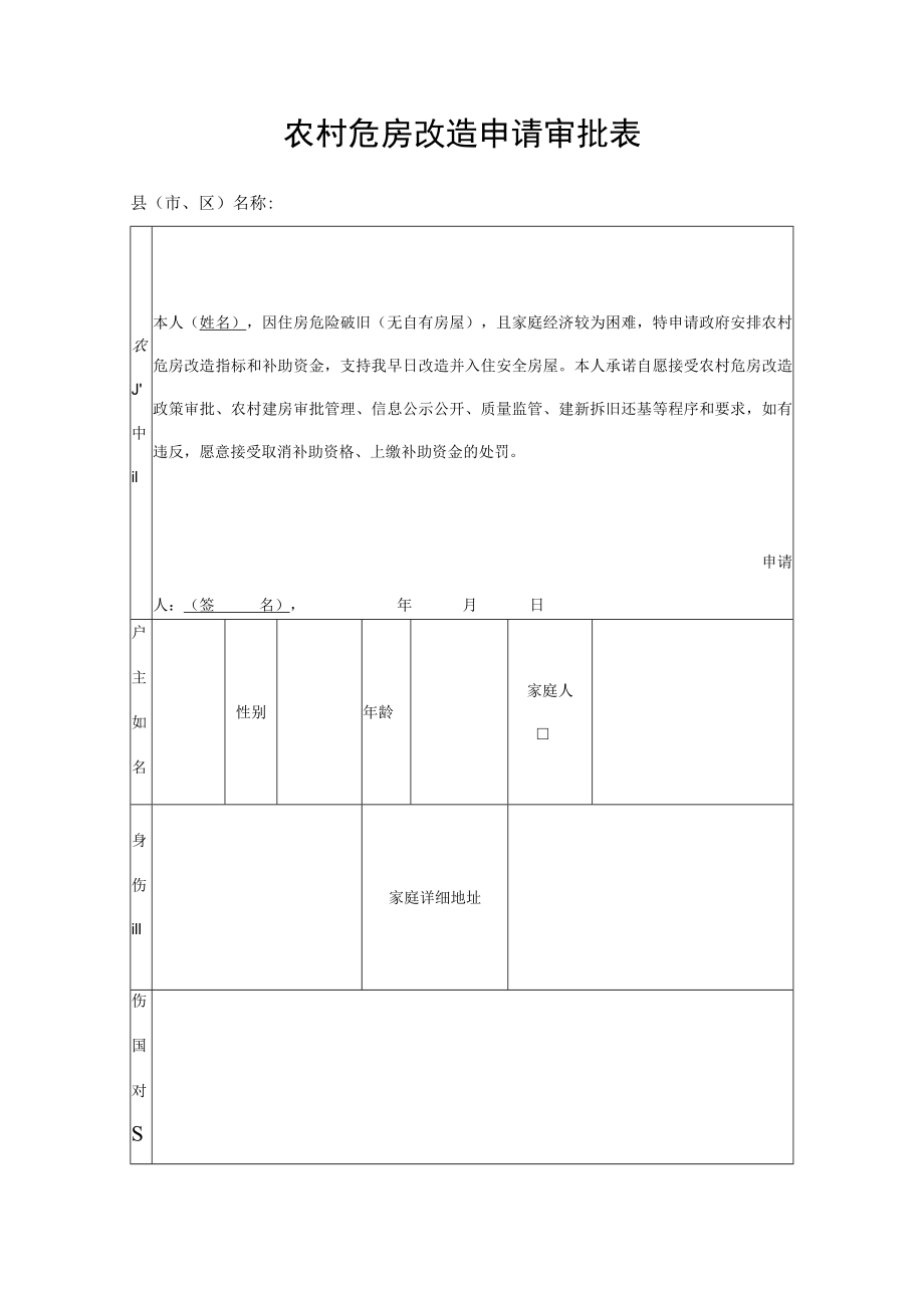 农村危房改造申请审批表.docx_第1页