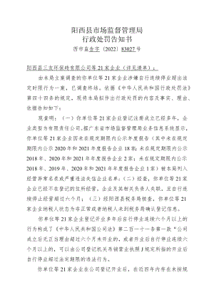 阳西县市场监督管理局行政处罚告知书.docx