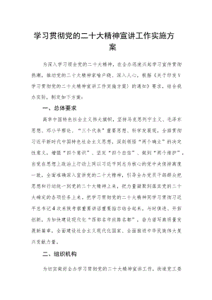 学习贯彻党的二十大精神宣讲工作实施方案.docx