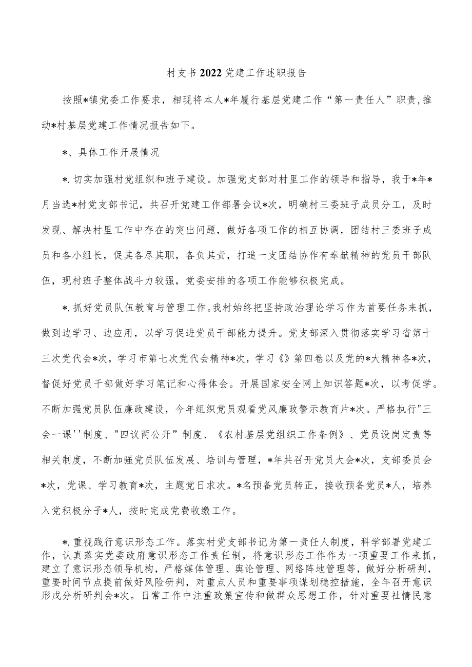 村支书2022党建工作述职报告.docx_第1页