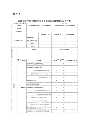 2022年度安徽省中央引导地方科技发展资金绩效自评表、自评报告提纲.docx