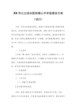 XX市公立综合医院暖心手术室建设方案.docx