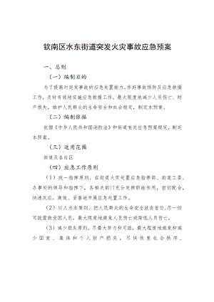 钦南区水东街道突发火灾事故应急预案.docx