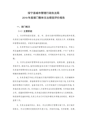 绥宁县城市管理行政执法局2019年度部门整体支出绩效评价报告.docx