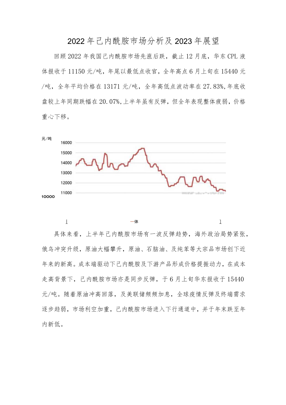 2022年己内酰胺市场分析及及2023年展望.docx_第1页