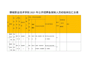 聊城职业技术学院2021年公开招聘备案制人员初级岗位汇总表.docx