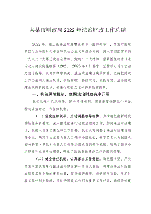 某某市财政局2022年法治财政工作总结.docx