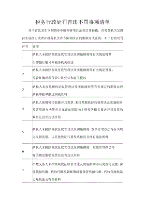 税务行政处罚首违不罚事项清单.docx