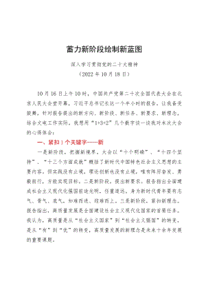 二十大心得体会：蓄力新阶段 绘制新蓝图.docx