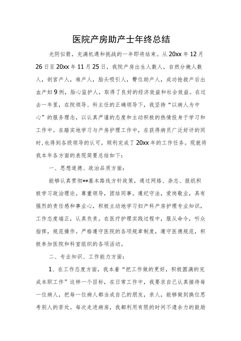 医院产房助产士年终总结.docx_第1页