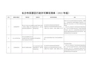 长沙市芙蓉区行政许可事项清单2022年版.docx