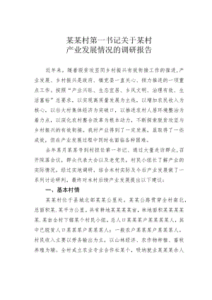 某某村第一书记关于某村产业发展情况的调研报告.docx