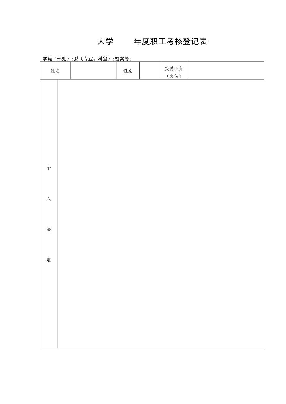 大学2022年度职工考核登记表.docx_第1页