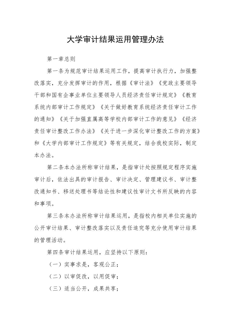 大学审计结果运用管理办法.docx_第1页