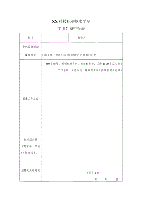 XX科技职业技术学院文明处室申报表.docx