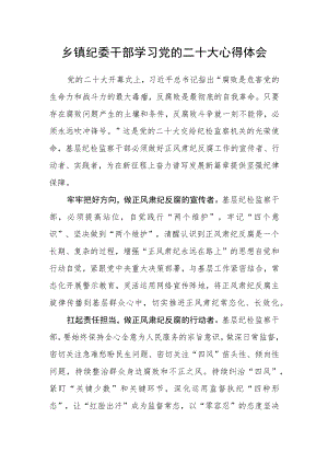 乡镇纪委干部学习党的二十大心得体会.docx