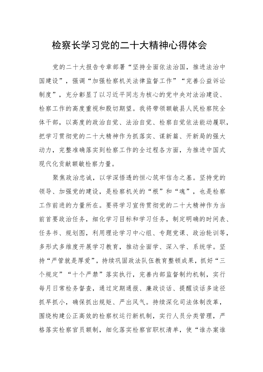 检察长学习党的二十大精神心得体会.docx_第1页