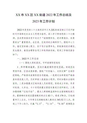 XX市XX区XX街道工作总结及2023年工作计划.docx