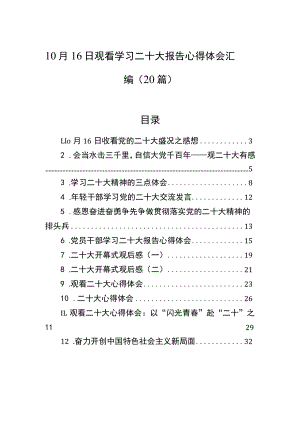 10月16日观看学习二十大报告心得体会汇编（20篇）.docx