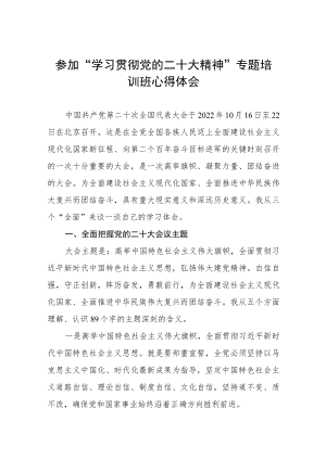 大学党员干部参加“学习贯彻党的二十大精神”专题培训班心得体会三篇范例.docx