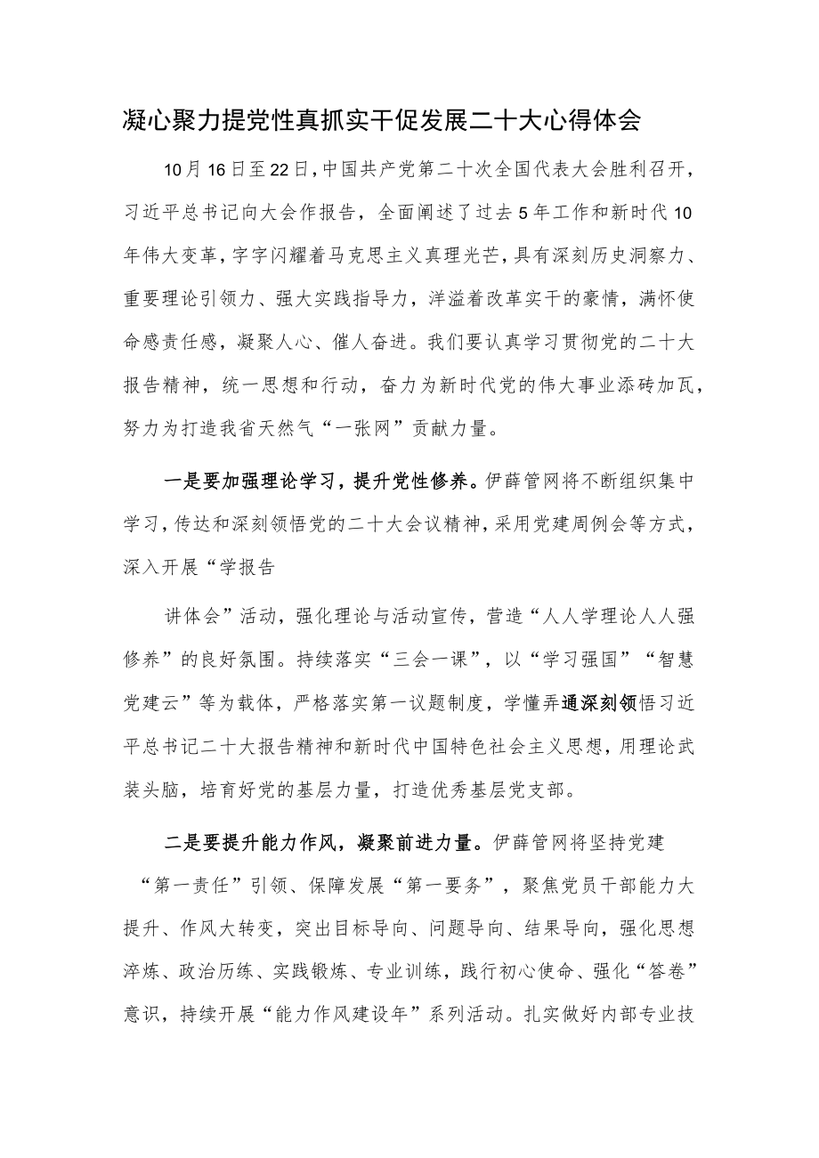 凝心聚力提党性 真抓实干促发展二十大心得体会.docx_第1页