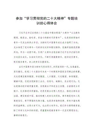 教师党员参加“学习贯彻党的二十大精神”专题培训班心得体会.docx