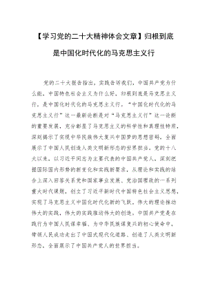 【学习党的二十大精神体会文章】归根到底是中国化时代化的马克思主义行.docx