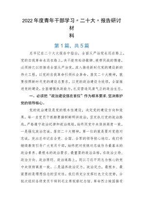 度青年干部学习“二十大”报告研讨材料.docx