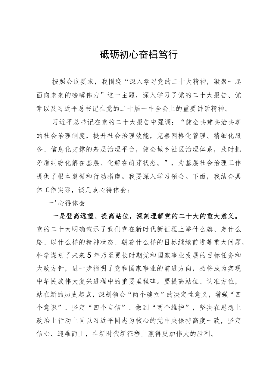 砥砺初心++奋楫笃行——深入学习党的二十大精神.docx_第1页