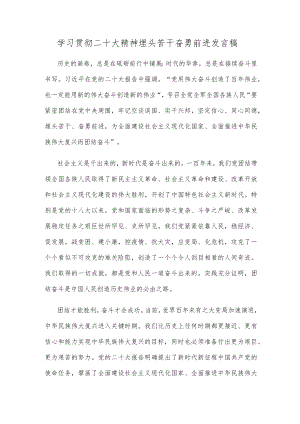 学习贯彻二十大精神埋头苦干奋勇前进发言稿.docx